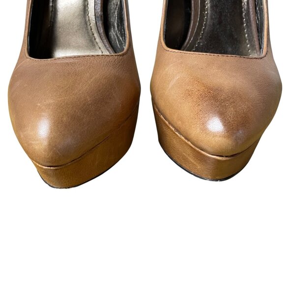 Steve Madden Darrina Leather Platform Stiletto Heels Brown Sz 8.5 Pointed Toe - Picture 4 of 8